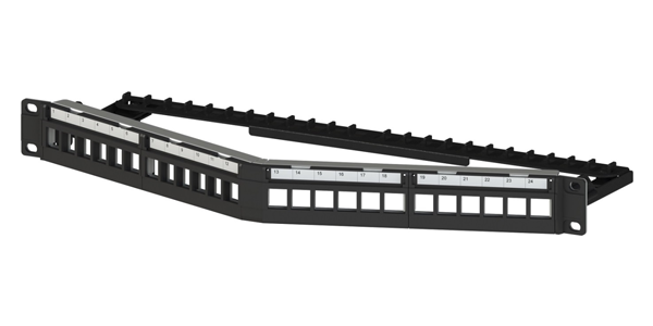 1U, CAT6, UTP, Angled Modular Patch Panel 24 Port, With TL Modules-img-1